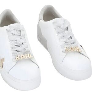 Karl Lagerfeld White Sneakers with Gold Accents